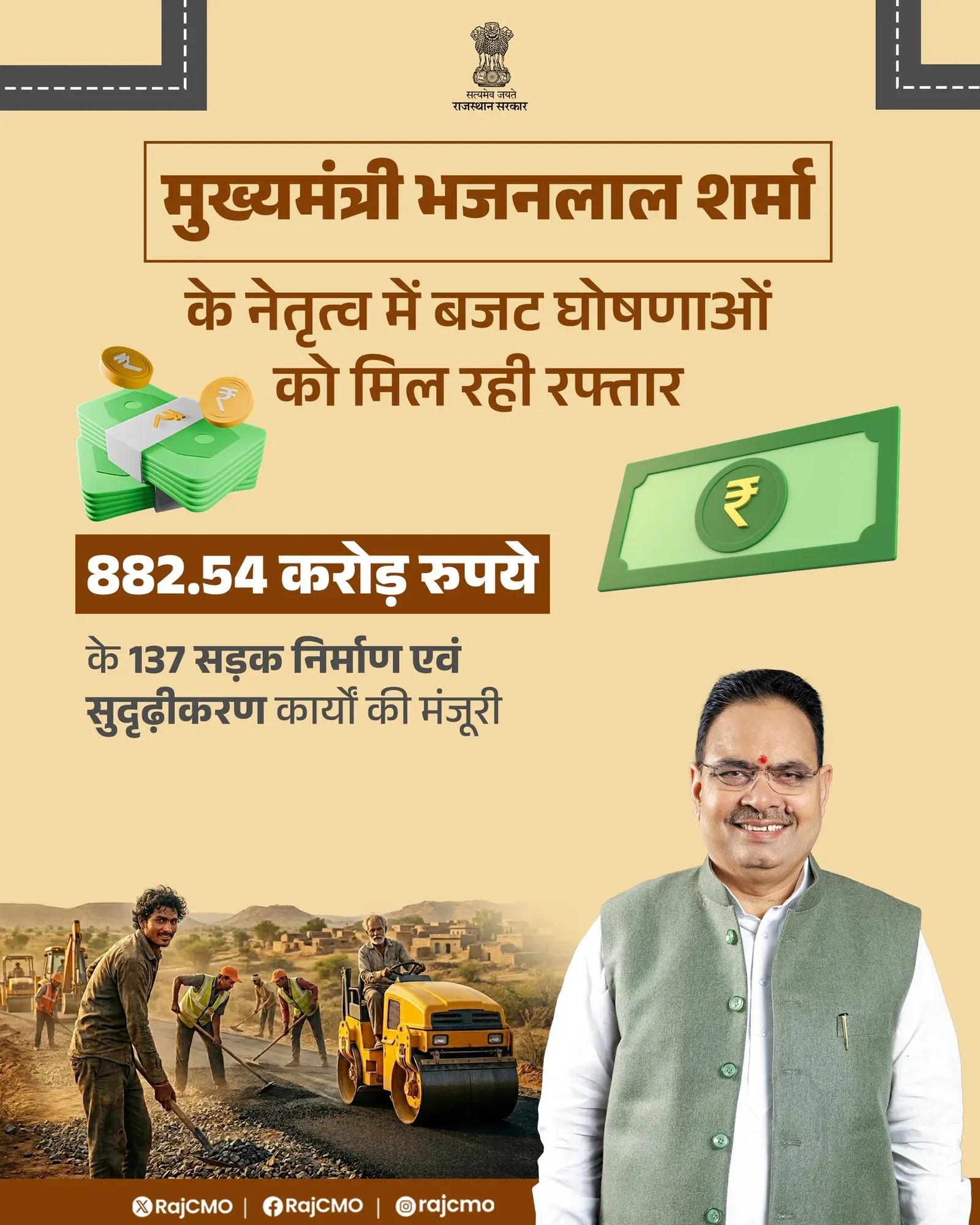 Rajasthan CMO Sanctions Rs 882.54 Cr for 137 Road Works Across 29 Districts