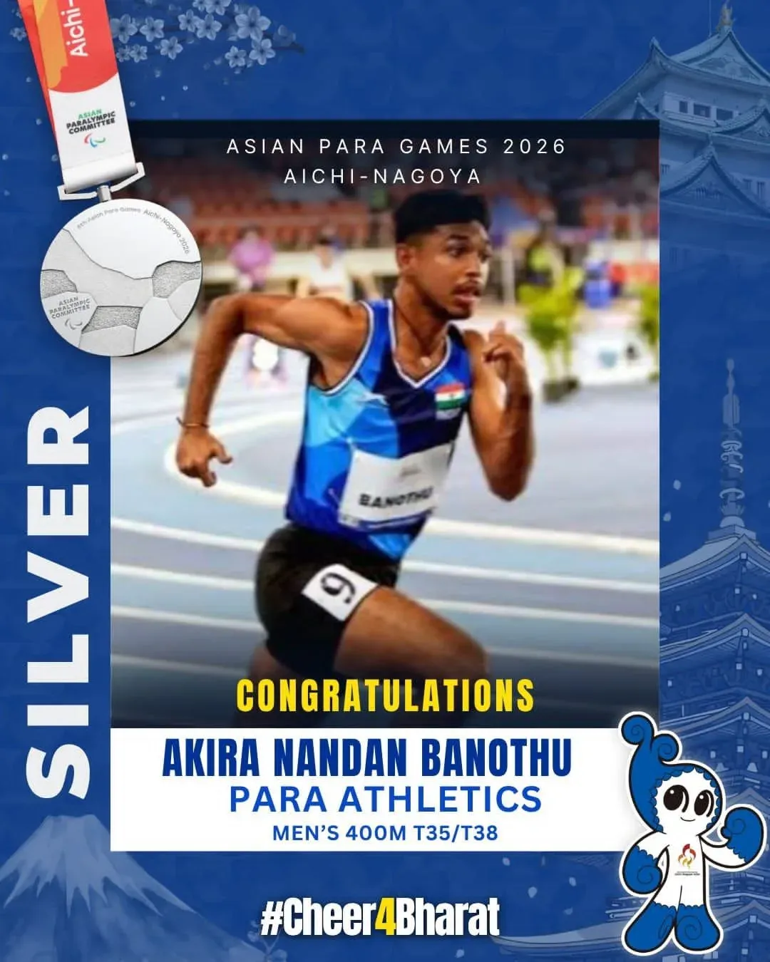 Rajnath Singh hails Akira Nandan Banothu's Asian Para Games silver