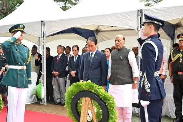 Rajnath Singh inaugurates Indian War Memorial in Seoul, honours Korean War veterans