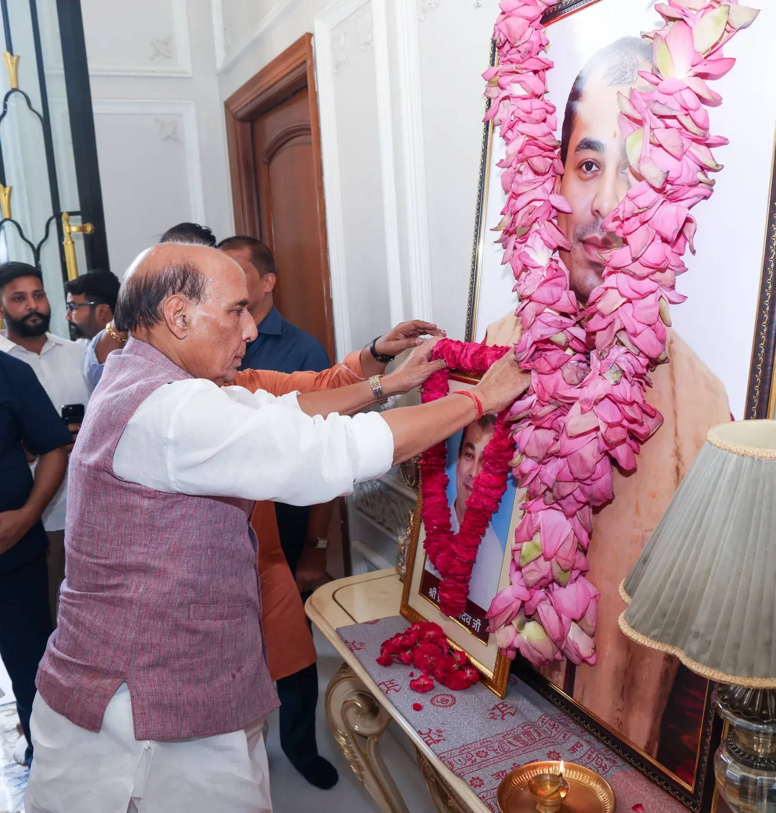 Rajnath Singh visits Lucknow to condole Prateek Yadav's passing
