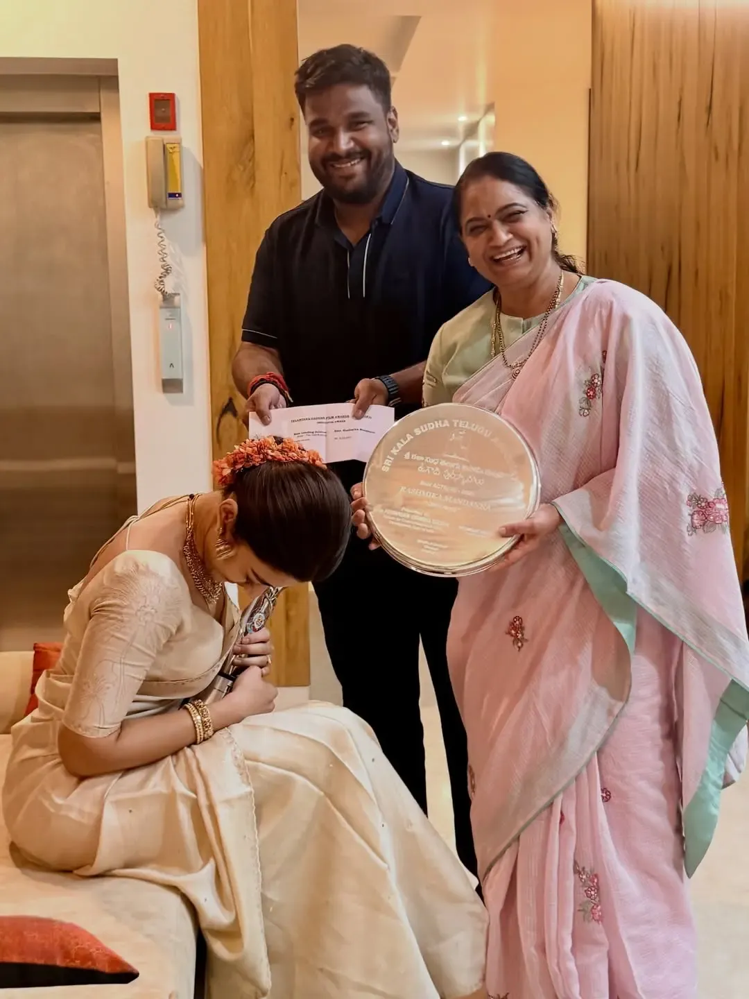 Rashmika Mandanna's Mother-in-Law Celebrates her Telangana Film Award