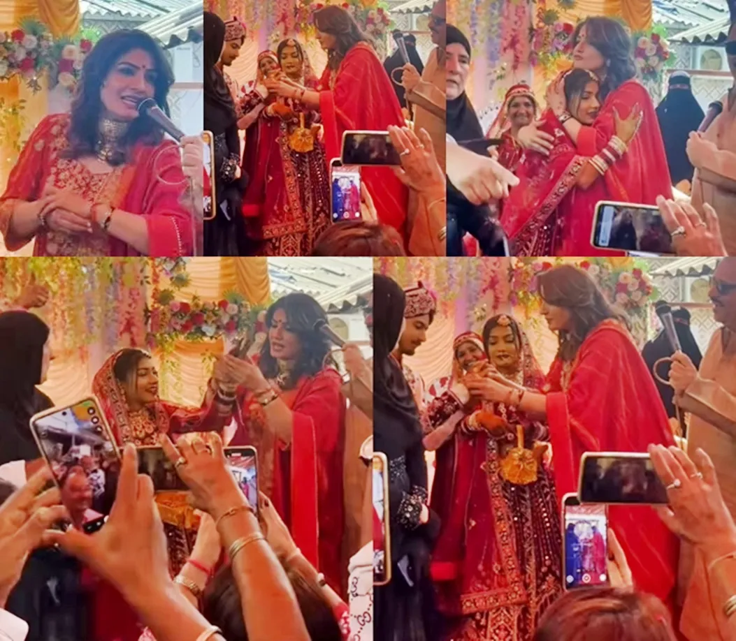 Raveena Tandon Bestows Gold Bangles to Bride at Mass Wedding