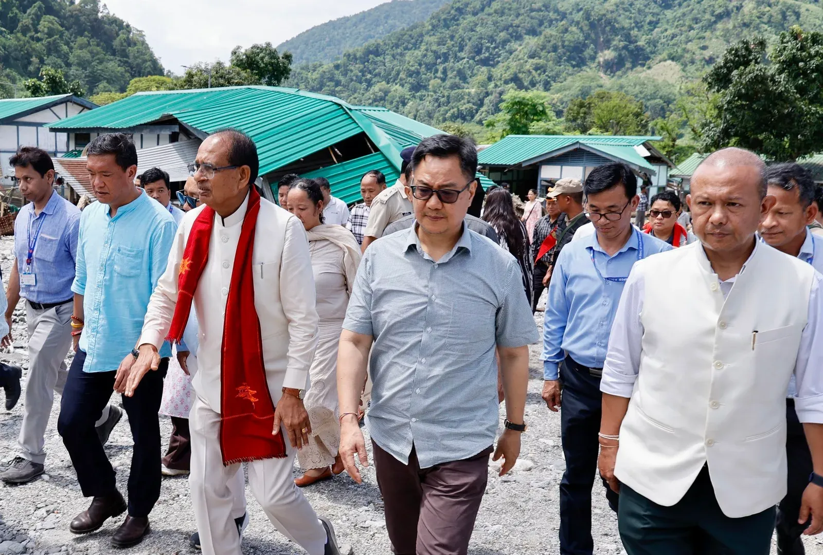 Rijiju, Chouhan Visit Flood-Hit Keyi Panyor in Arunachal
