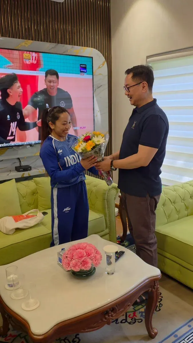 Rijiju welcomes Mirabai Chanu home from Asian Games 2026
