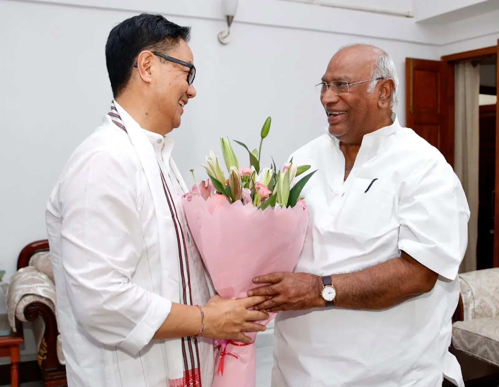 Rijiju Wishes Kharge on Birthday, Hails Opposition Leader
