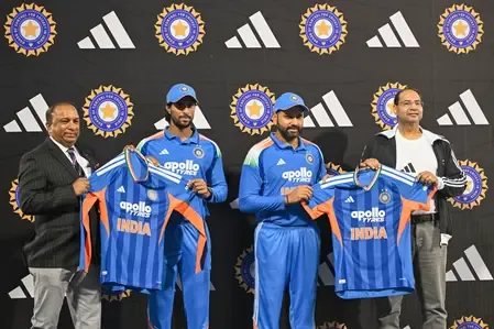 Rohit Sharma, Tilak Varma unveil India's jersey for 2026 Men’s T20 World Cup