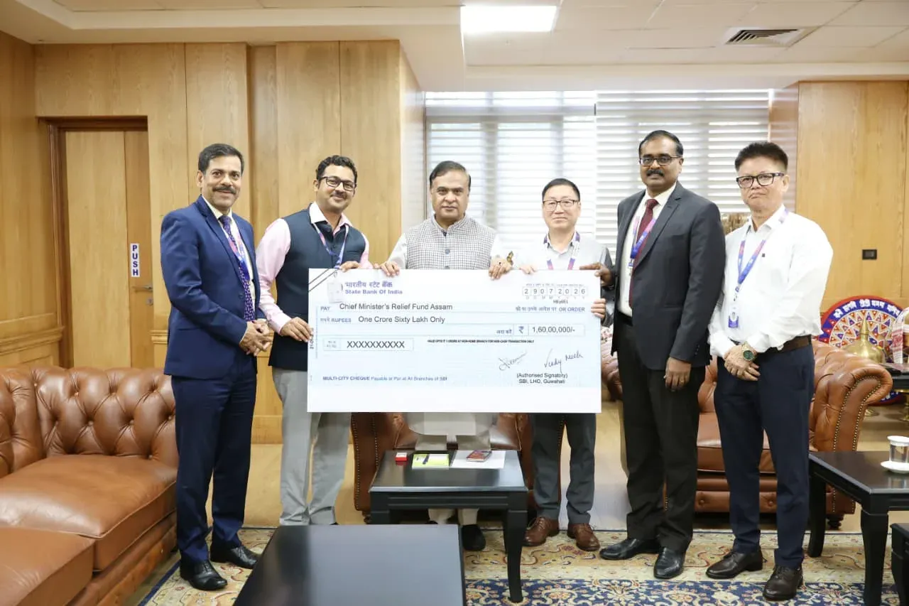 SBI Contributes ₹1.60 Crore to Assam CM Relief Fund