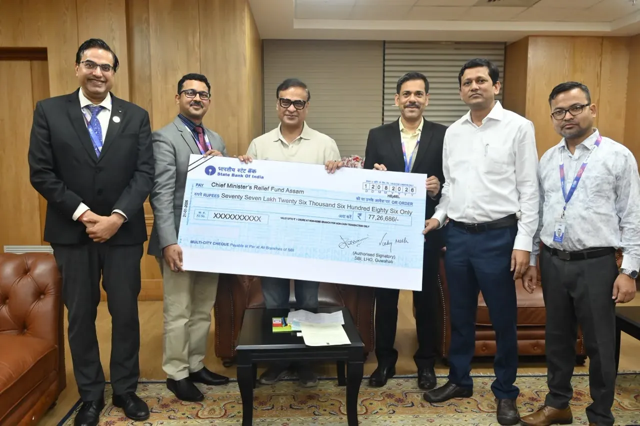 SBI Employees Contribute ₹77.26 Lakh to Assam CMRF