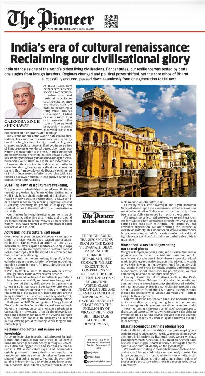 Shekhawat Hails 12 Years of Modi Rule, Writes on Cultural Renaissance