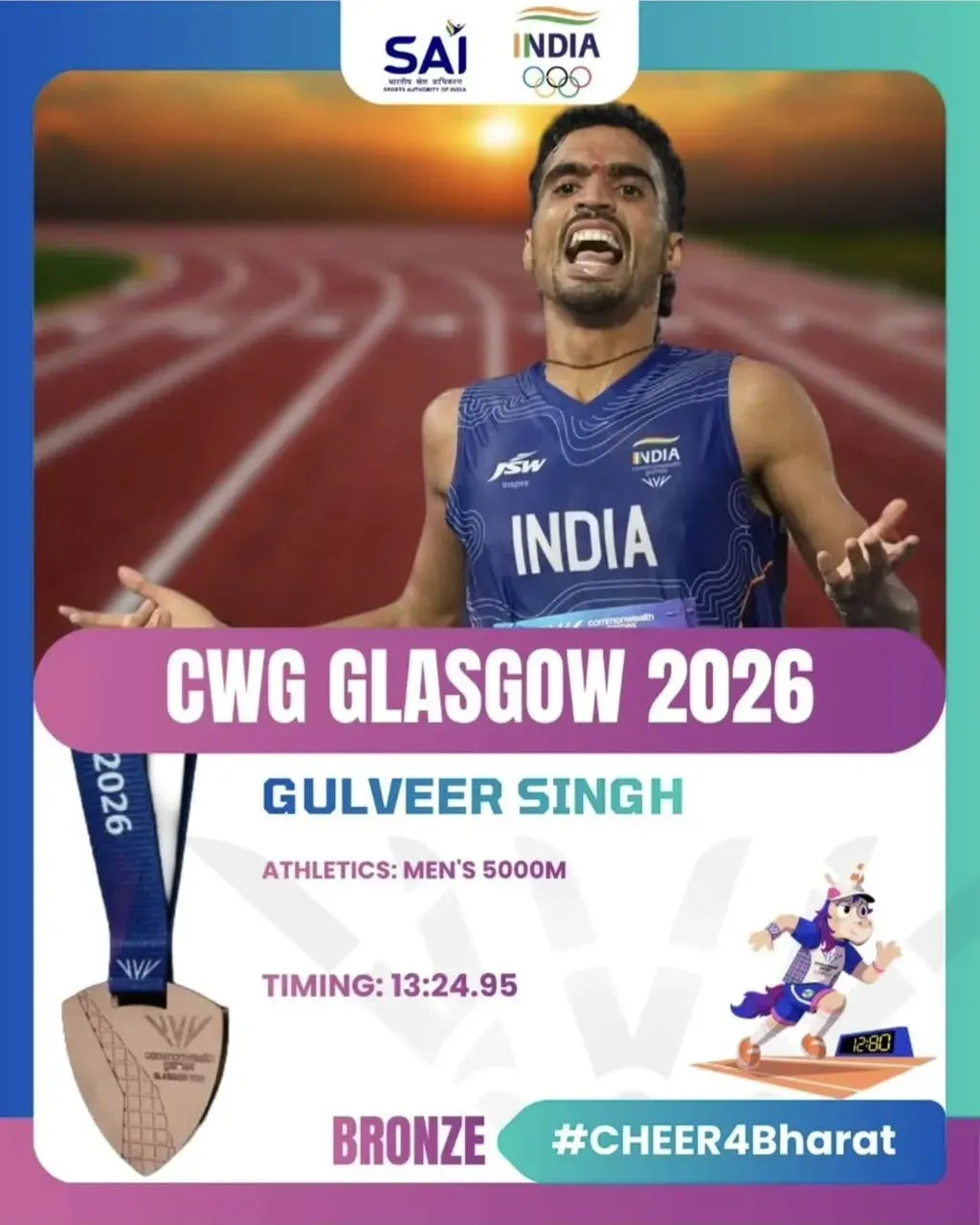 Shekhawat hails Gulveer Singh's historic CWG 2026 bronze in 5000m