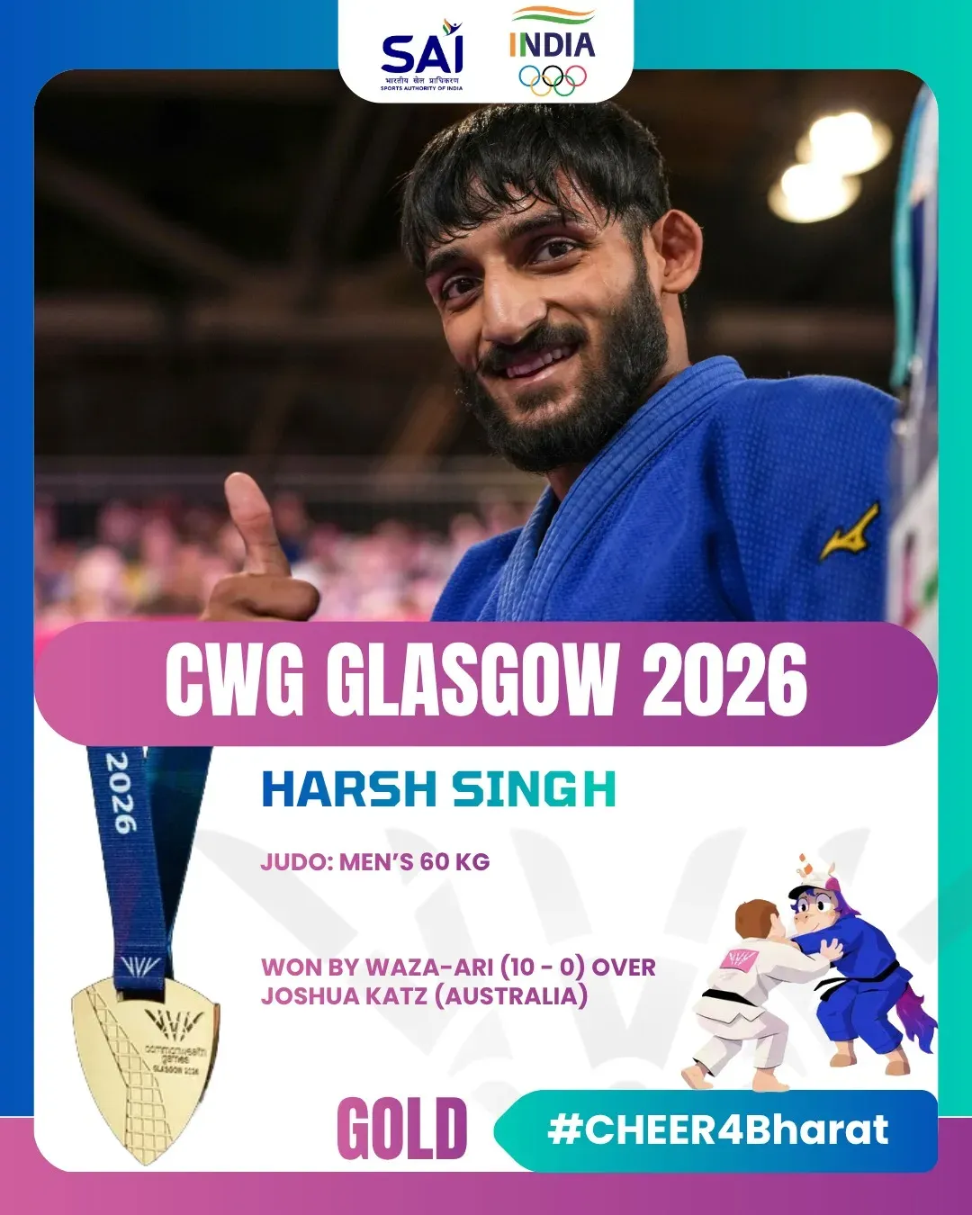 Shekhawat hails Harsh Singh's historic CWG 2026 judo gold