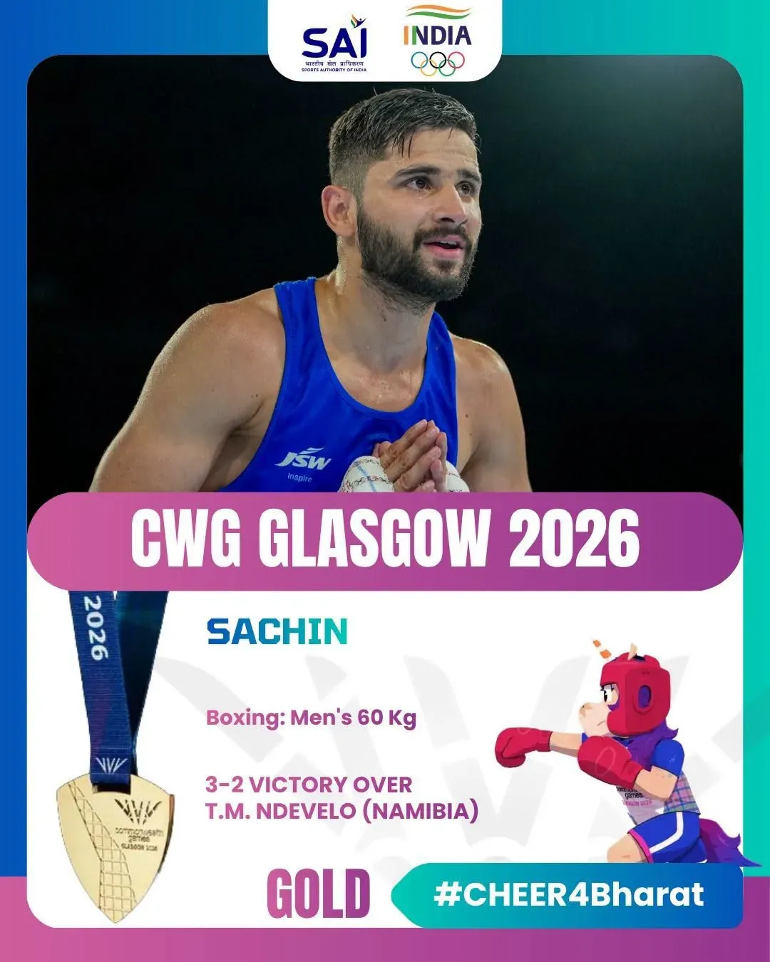 Shekhawat hails Sachin's gold in 60kg boxing at CWG 2026