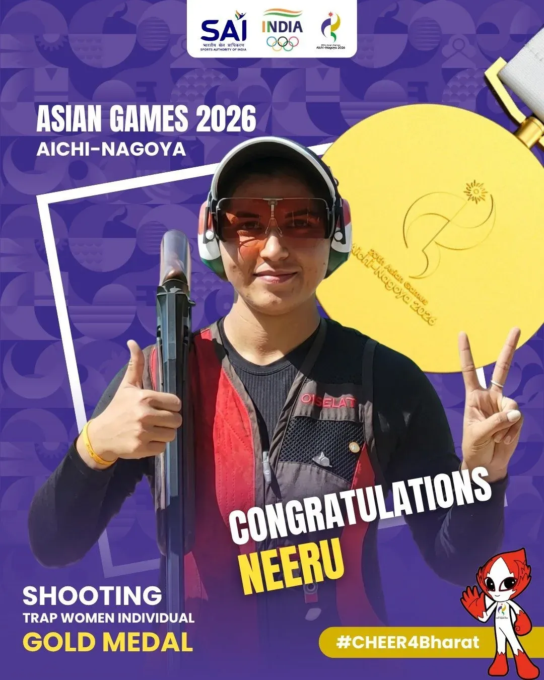 Shekhawat hails shooter Neeru's Asian Games 2026 gold