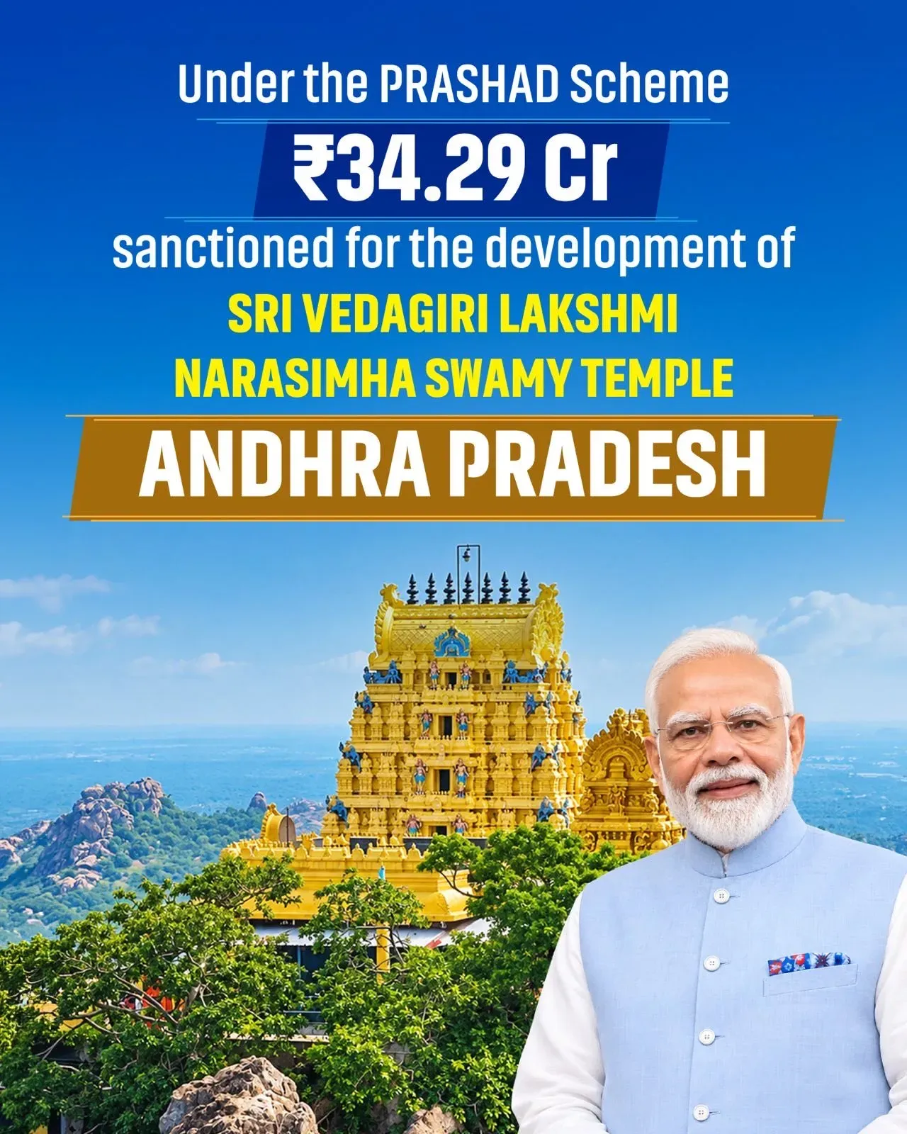 Shekhawat sanctions ₹34.29 cr for Nellore temple under PRASHAD