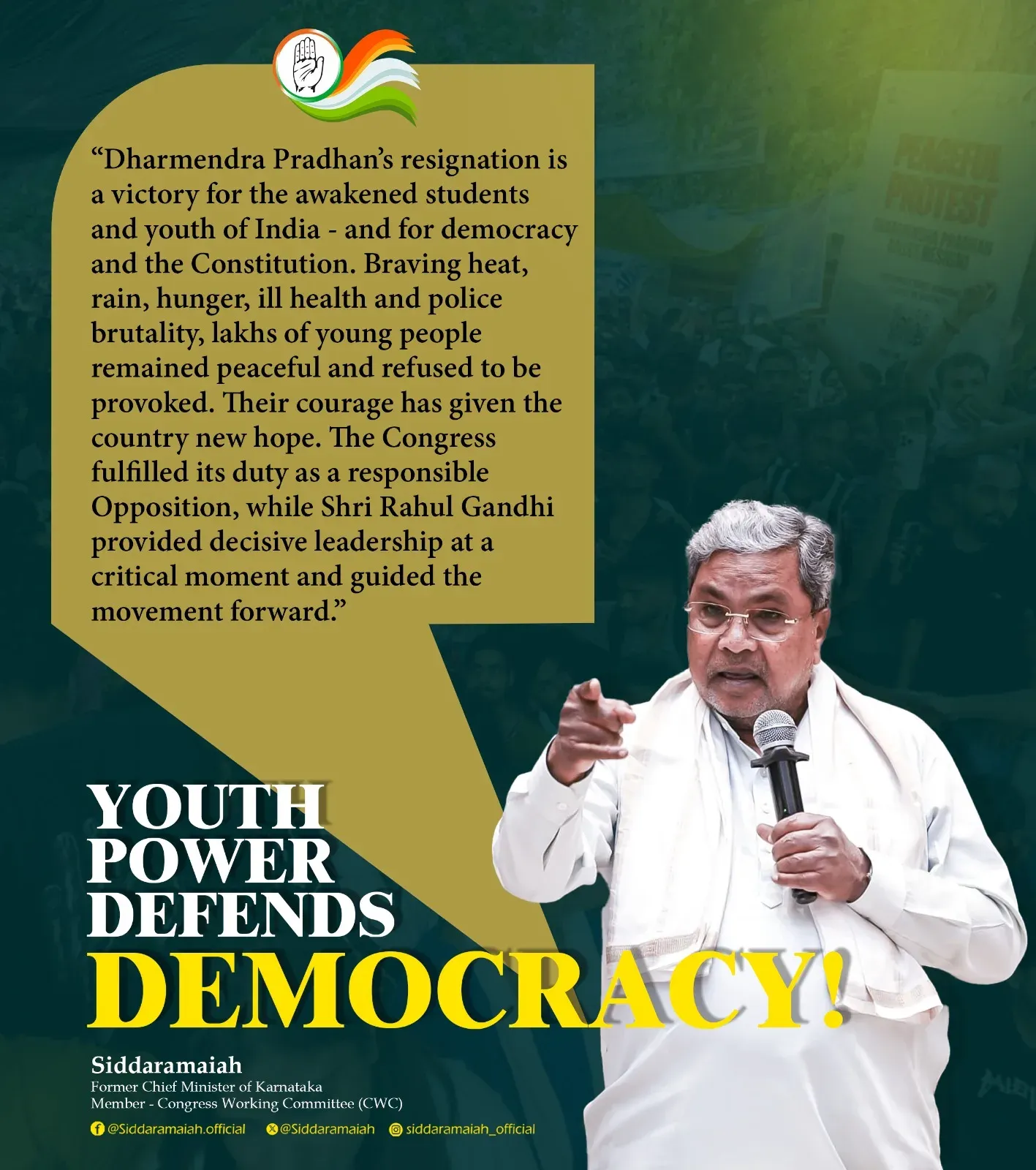 Siddaramaiah Hails Pradhan Resignation as Student Victory