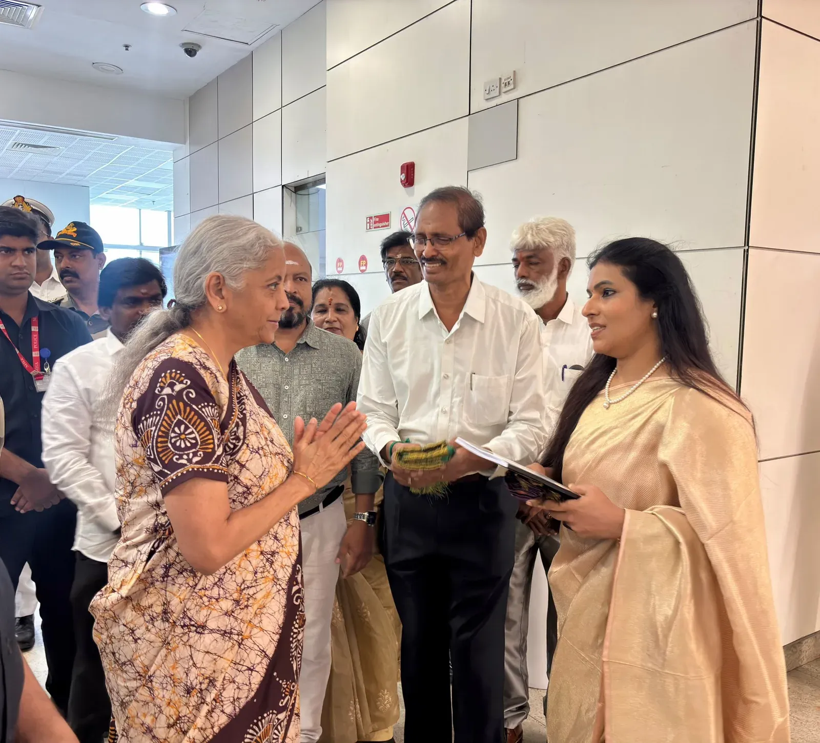 Sitharaman Arrives in Chennai, Welcomed by BJP Tamil Nadu Workers