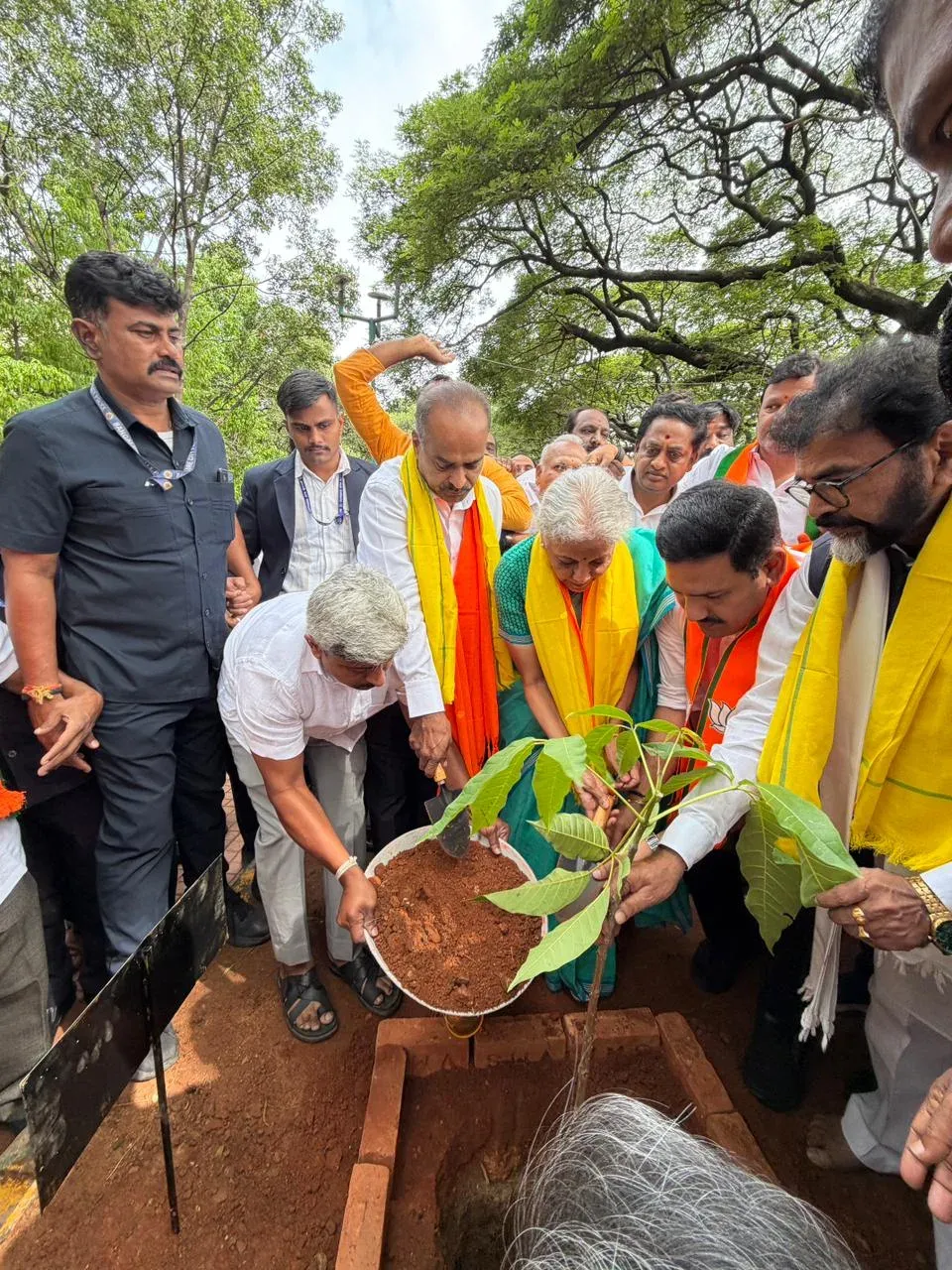 Sitharaman Plants Sapling Under Ek Ped Maa Ke Naam in Bengaluru