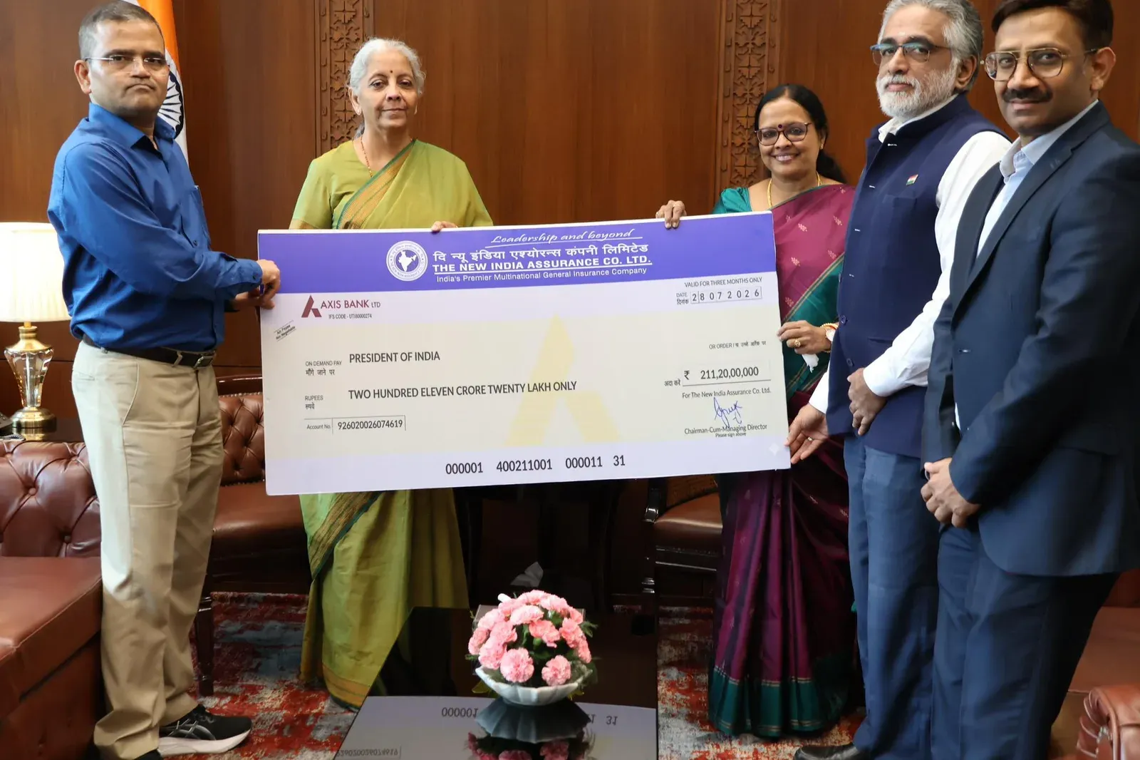 Sitharaman receives ₹211 cr dividend from New India Assurance