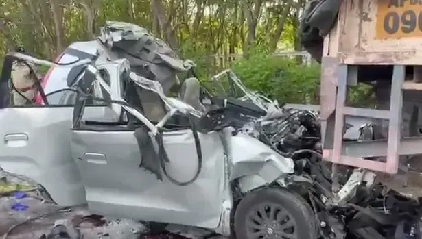 Six of a family killed as car hits truck on Hyderabad ORR near Shamshabad