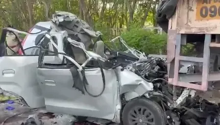Six of a family killed as car hits truck on Hyderabad ORR near Shamshabad