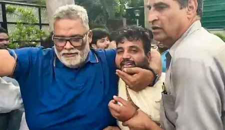 Slipper hurled at Pappu Yadav at Delhi presser; knife also allegedly brought to attack