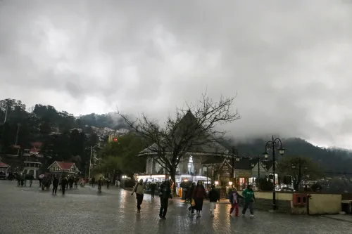 Visitors wander at Ridge Maidan following hail in Shimla