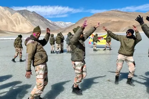 Indo-Tibetan Border Police marks Holi festivities at Pangong Lake