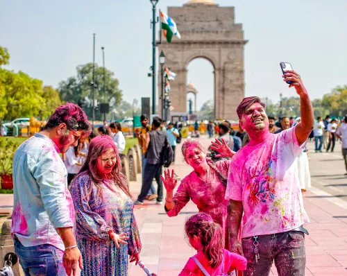Celebrations of Holi at Kartavya Path in New Delhi