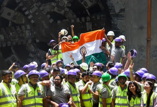 Kolkata: Workers celebrate TBM 'Divya' breakthrough at Victoria Metro station