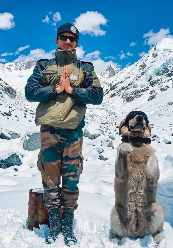 सेना के श्वान दस्ते और हैंडलर्स ने सियाचिन में किया योगाभ्यास
