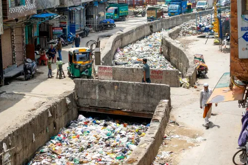 New Delhi: Garbage-Choked Sewage Canal in Northeast Delhi on World Environment Day