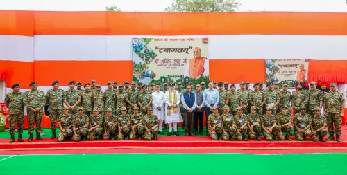 Tripura: Amit Shah addresses BSF personnel at border outpost