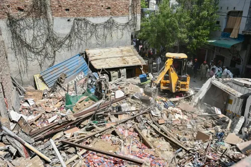 New Delhi: House collapses after LPG cylinder blast in Mukundpur