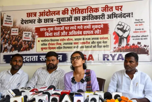 Patna: AISA President Neha Bora addresses press conference