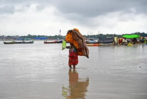 Prayagraj: Rising water levels at Triveni Sangam
