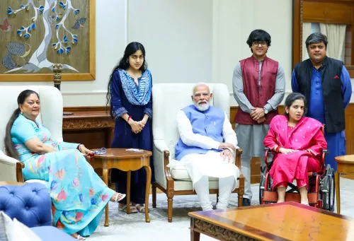 New Delhi: Vasundhara Raje and Family Visit PM Modi
