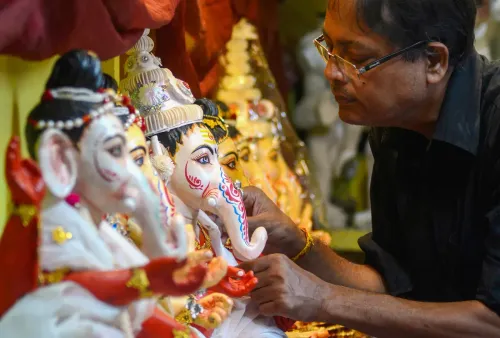 Kolkata: Ganesha idol preparation underway ahead of Ganesh Chaturthi
