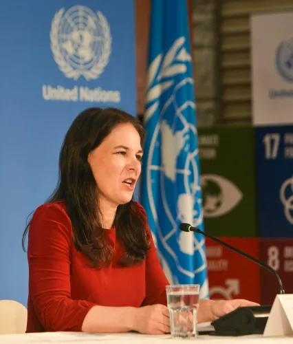 New Delhi: Annalena Baerbock addresses press conference