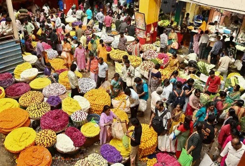 Bengaluru: Shoppers prepare for Varamahalakshmi Festival at KR Market