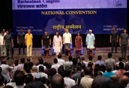 New Delhi: Rahul Gandhi addresses Rachnatmak Congress National Convention