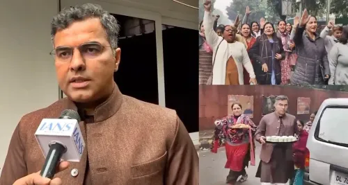 AAP workers protest outside BJP leader Parvesh Verma's residence; latter distributes snacks  
