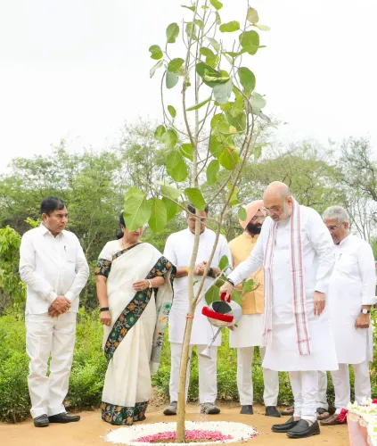 Amit Shah Plants Trees at President's Bodyguard Campus in Delhi