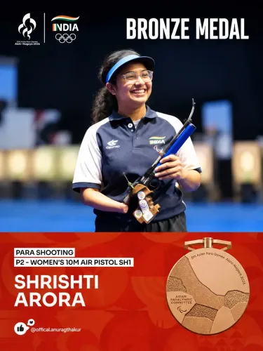 Anurag Thakur congratulates Shrishti Arora on Asian Para Games bronze