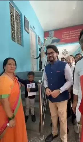 Anurag Thakur moved by children dressed as Ambedkar, Rani Lakshmibai