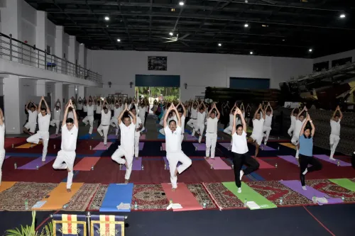 Army personnel mark 12th International Yoga Day at Vadodara EME School