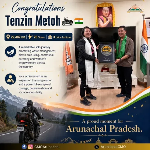 Arunachal CMO Congratulates Tenzin Metoh on 22,482 km Solo Ride