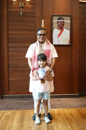 Assam CM Himanta receives flood-relief donations from children