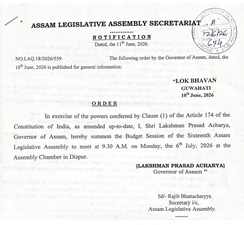 Assam Governor Summons Budget Session for July 6