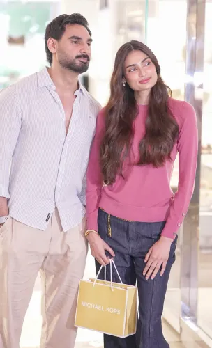 Mumbai: Ahan Shetty and Athiya Shetty spotted at Michael Kors campaign shoot