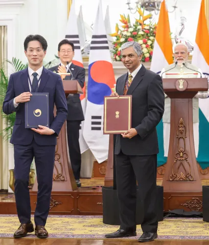 नई दिल्ली: भारत और दक्षिण कोरिया ने संयुक्त प्रेस बयानों का आयोजन किया